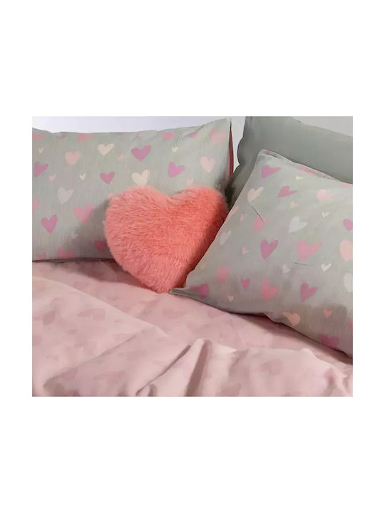 Nef-Nef Homeware Sheet Set Single Cotton Hearts Attack Gray 170x260cm 3pcs
