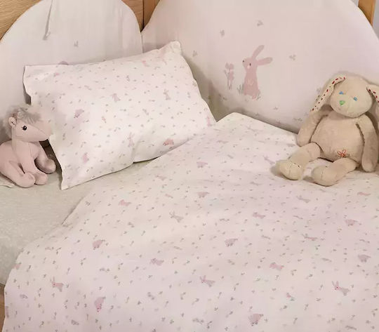 Nef-Nef Homeware Country Bunny Baby Sheets Set Crib Cotton Ecru 120x170cm