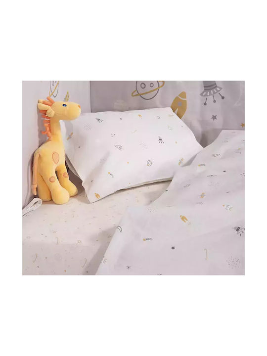 Nef-Nef Homeware Σετ Βρεφικά Σεντόνια Κούνιας Βαμβακερά Universe Γκρι 120x170εκ. 3τμχ