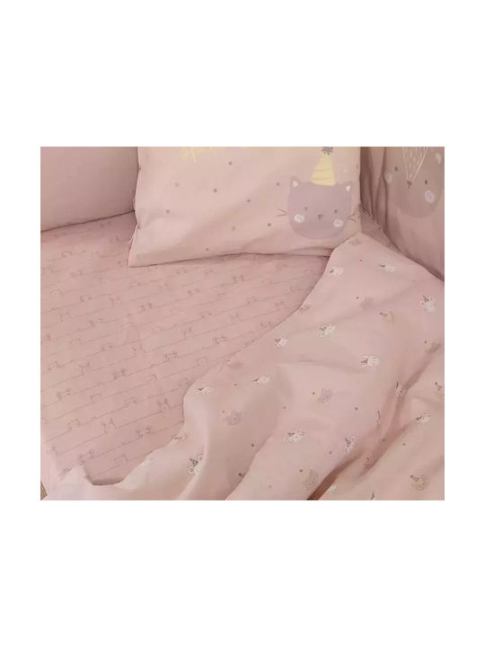 Nef-Nef Homeware Σετ Βρεφικά Σεντόνια Κούνιας Βαμβακερά Special Party Ροζ 120x170εκ. 3τμχ