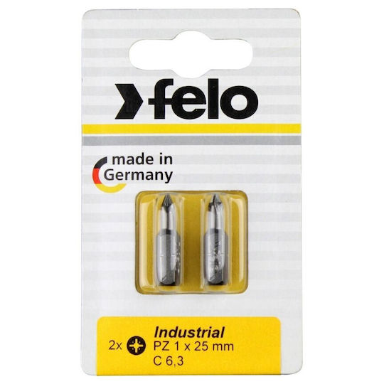 Set 2 Industrial Pozidrive Profile Bits C6.3 Pz1 25mm