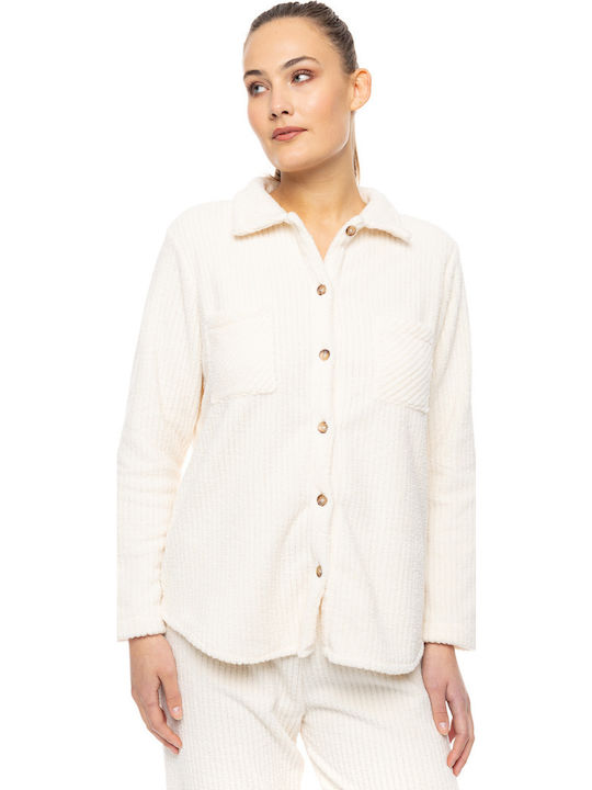 Pink Label Winter Damen Pyjama-Set White
