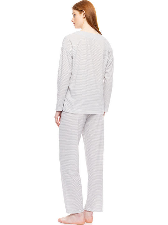 Pink Label Winter Women's Cotton Pajama Set Cloud White