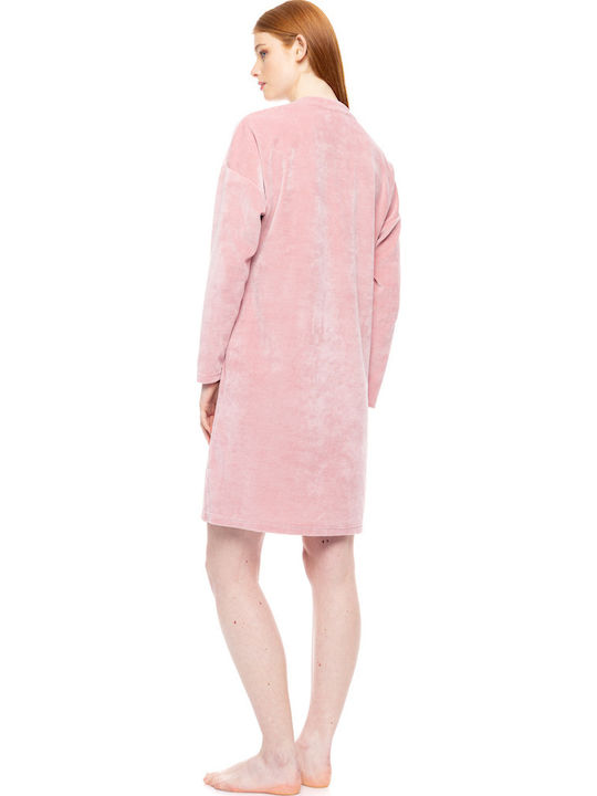 Pink Label Set De Pijamale Dama De Iarnă Din Bumbac Dusty Roz