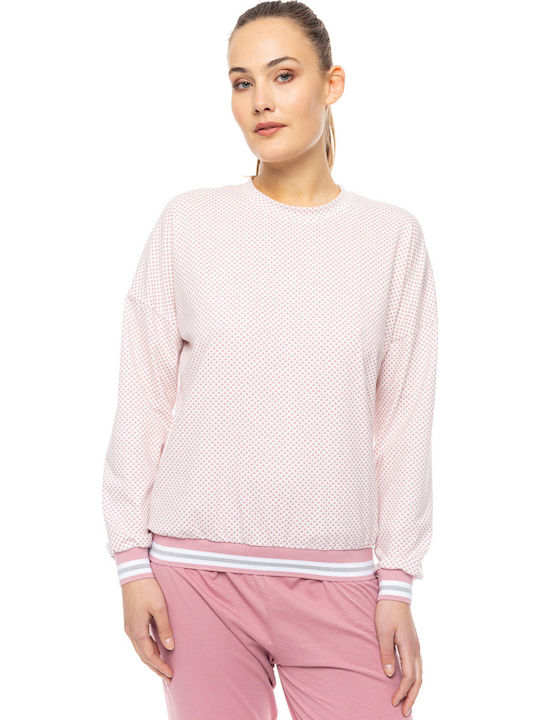 Pink Label Χειμερινό Γυναικείο Σετ Πιτζάμας Βαμβακερό Petit Rose
