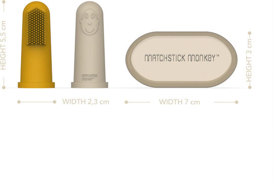 Matchstick Monkey Σετ Βρεφικές Οδοντόβουρτσες Δακτύλου για 3m+ 2τμχ Κίτρινες