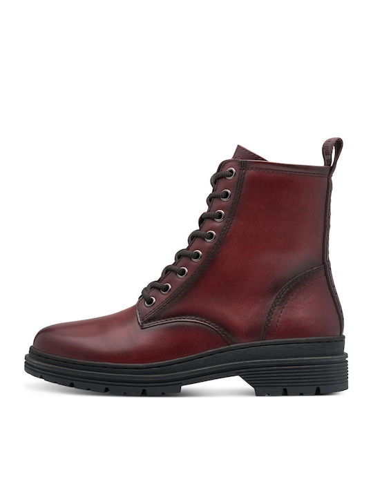 Leather Women's Ankle Boots Burgundy