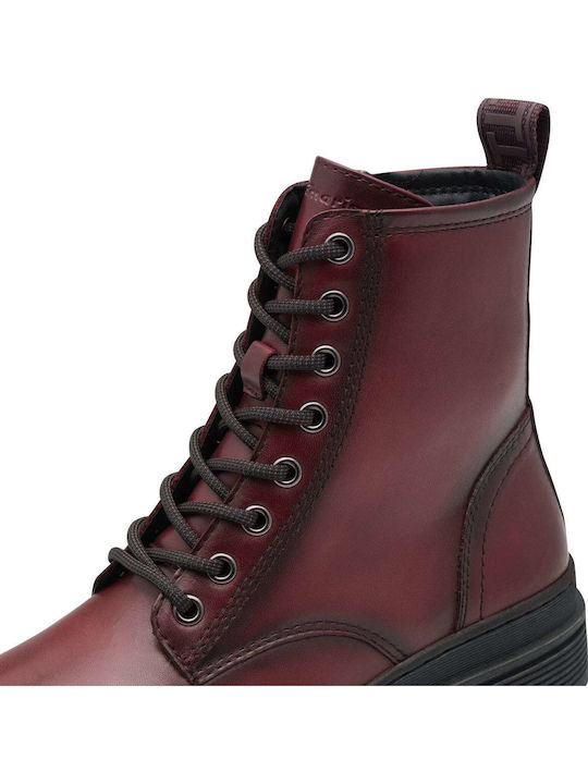 Leather Women's Ankle Boots Burgundy