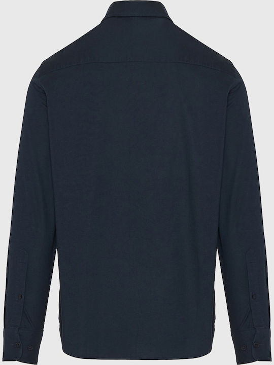 Long-sleeved Cotton Shirt Navy Blue