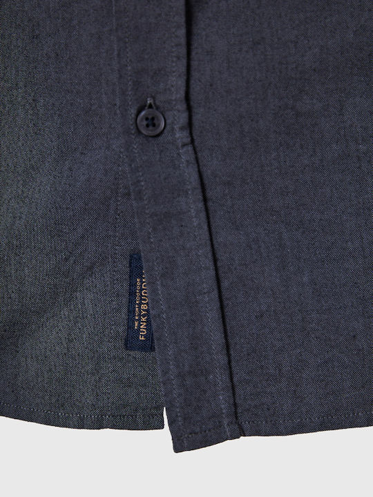 Long-sleeved Cotton Shirt Blue