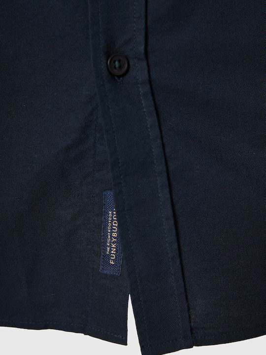 Long-sleeved Cotton Shirt Navy Blue