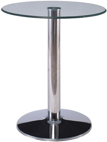 Masă Laterală Rotundă Mese De Cafea Bitt Din Sticlă Transparentă L60xP60xÎ65cm EM121