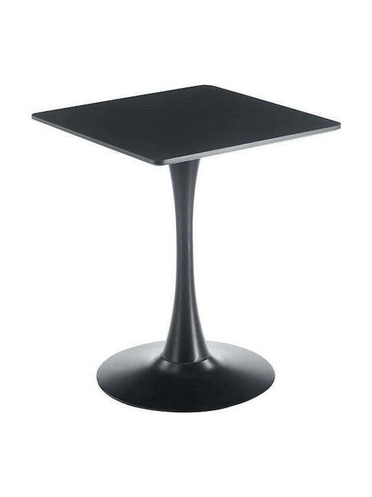 Table Dining Room Wooden Black Velvet-Black Metal 60x60x75cm