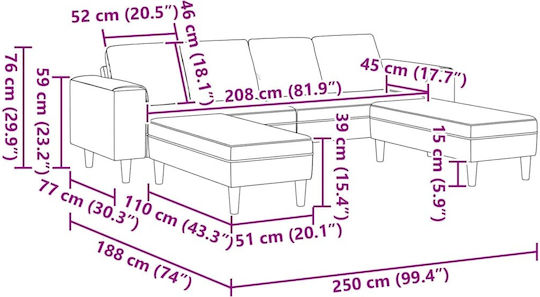 Living Room Furniture Set Couch & Stool Beige