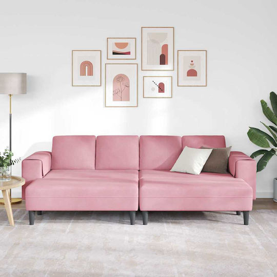 Living Room Furniture Set Couch & Stool Pink
