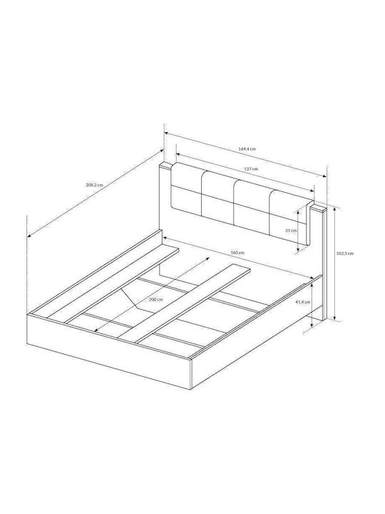 Schlafzimmer Set Arden Natural / Anthracite 160x200cm 3Stück