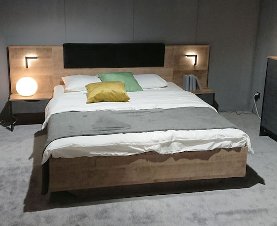 Bedroom Furniture Set Arden Natural / Anthracite 160x200cm 3pcs