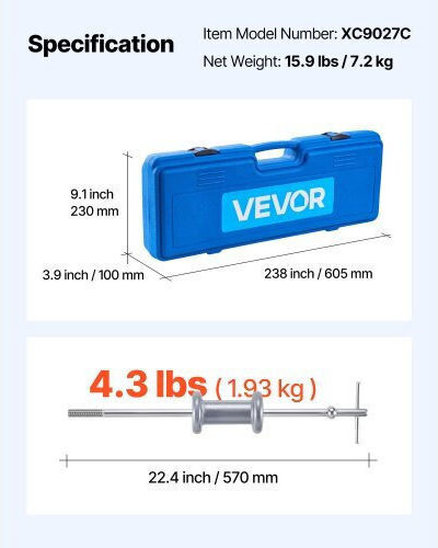 Vevor 9-way Slide Hammer Puller Set Front Rear Wheel Hub Bearing Remover 15pcs