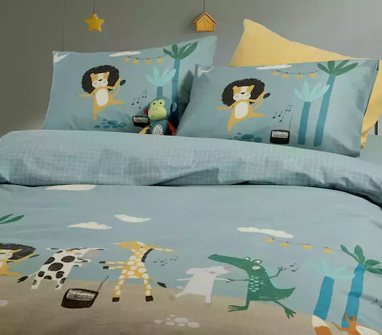 Nef-Nef Homeware Wild Dance Комплект Детски Плик за Завивка Единичен с Калъфка Памучен Син 160x240бр