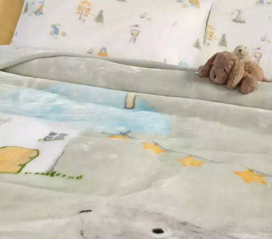 Nef-Nef Homeware Blanket Velvet Woodland Party Green 160x220cm