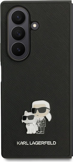Karl Lagerfeld Saffiano Karl&choupette Pin Back Cover Silicone / Plastic Black (Galaxy Z Fold7)