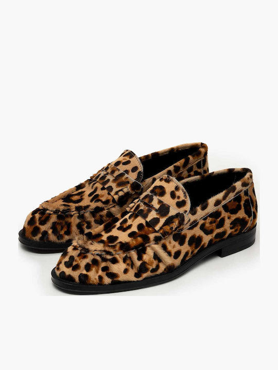 Leather Women's Loafers in Brown Color
