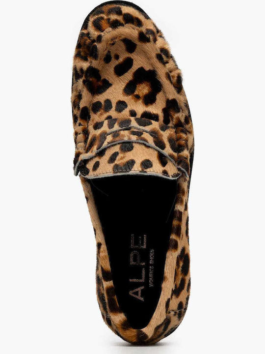 Leather Women's Loafers in Brown Color