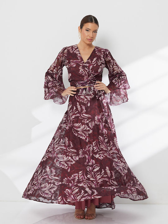 Σετ με Maxi Φούστα Floral Μπορντό