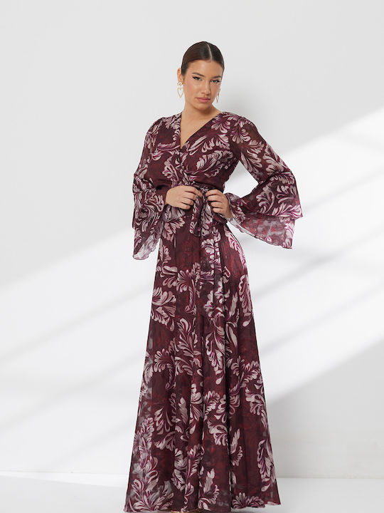 Σετ με Maxi Φούστα Floral Μπορντό