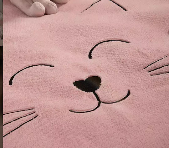 Nef-Nef Homeware Smiling Cat D90 Παιδικό Χαλί Ροζ Στρογγυλό με Διάμετρο 90cm