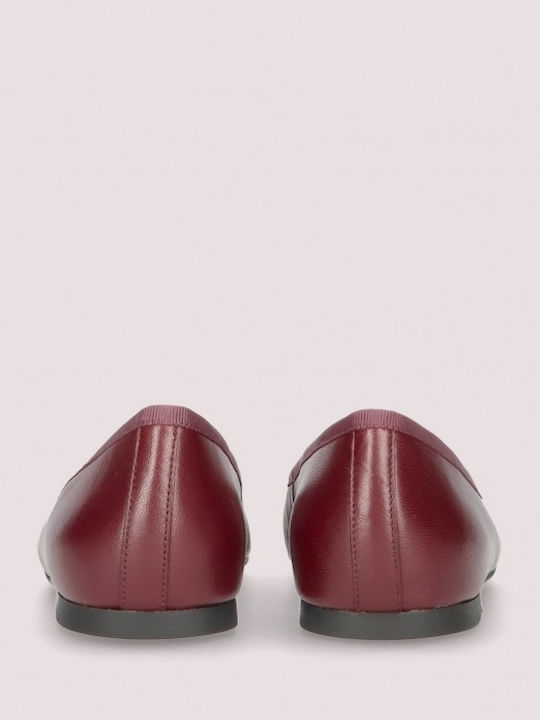 Nicole Leather Women's Pointed Toe Ballerina Shoes In Burgundy Colour
