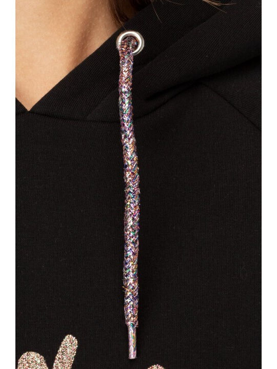 Cropped Women's Sweatshirt Hooded Black