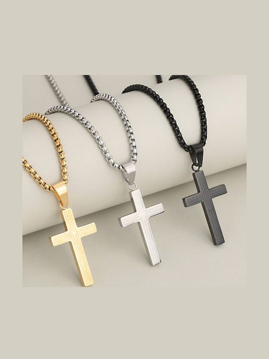 Legend Accessories Σταυρός από Επιχρυσωμένο Ατσάλι με Αλυσίδα