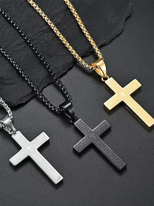 Legend Accessories Σταυρός από Επιχρυσωμένο Ατσάλι με Αλυσίδα