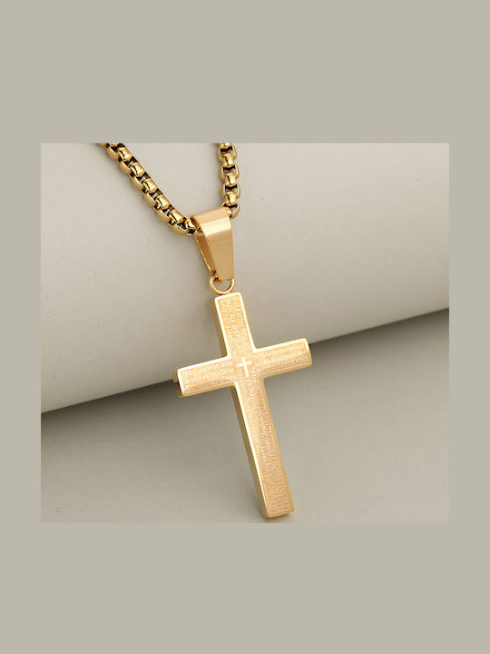 Legend Accessories Σταυρός από Επιχρυσωμένο Ατσάλι με Αλυσίδα