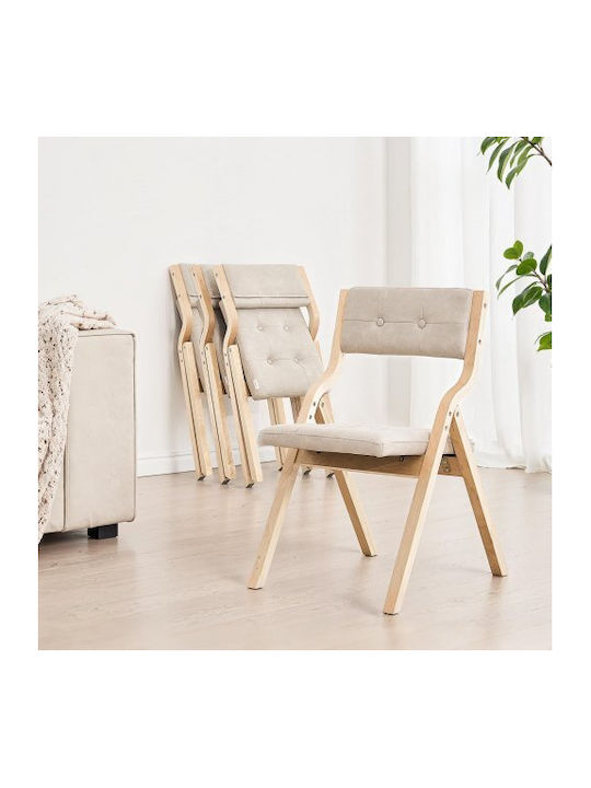 Καρέκλες Τραπεζαρίας Ξύλινες Πτυσσόμενες Beige 2τμχ