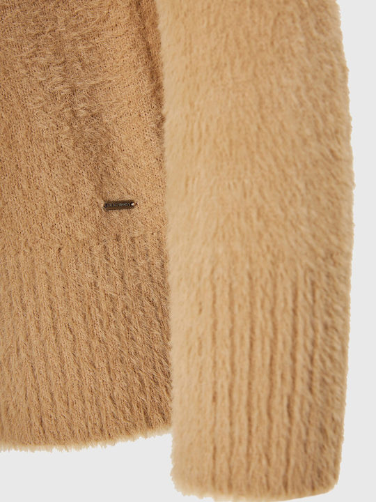 Damen Pullover Rollkragen Beige