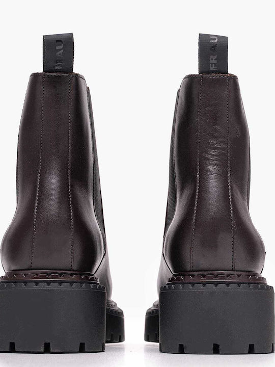 Leather Women's Ankle Boots Brown