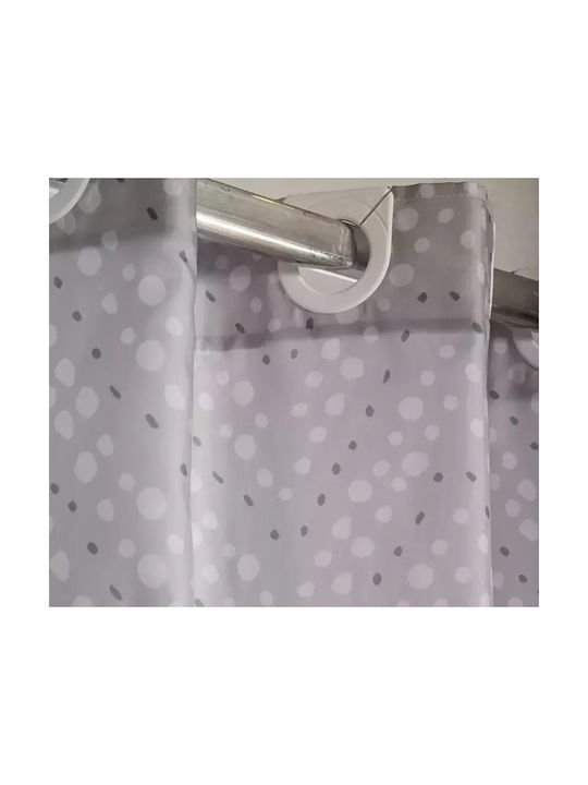 Nef-Nef Homeware Fonteste Κουρτίνα Μπάνιου Υφασμάτινη με Τρουκς 180x180cm Silver