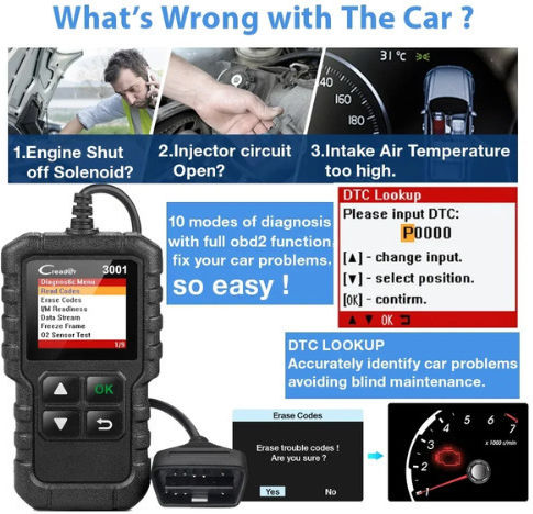 Launch CReader 3001 Instrument de diagnosticare auto Digital OBD 2 cu Cablu