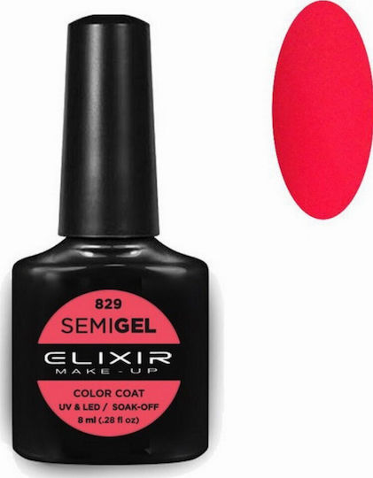 Elixir Semi Gel Semi-Permanent Nail Polish 829 Coral 8ml 1pcs