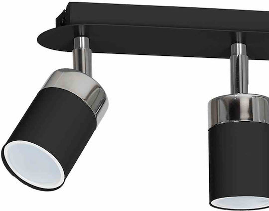 Eko Light Тройно Спот с Цокъл GU10 в Черен Цвят