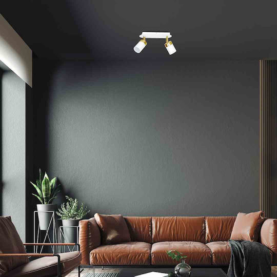 Eko Light Двойно Спот с Цокъл GU10 в Златист Цвят