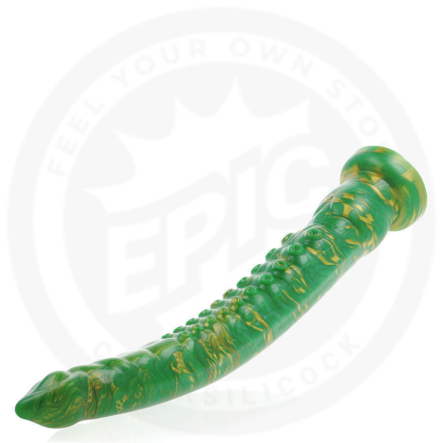 Gode Sans Vibration Epic Hylos Green Flash - Dildo Vert Avec 1 Cadeau Surprise, Garantie 2 Ans