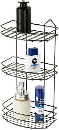 Viosarp Wall Mounted Bathroom Shelf Metallic with 3 Shelves 25x14.5x47cm Black