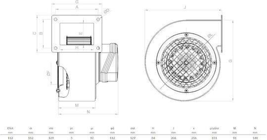 Bahcivan BDRS140-60 Industrial Centrifugal Ventilator 140mm