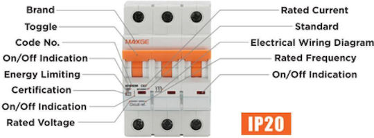 Maxge Automatic Circuit Breaker 63A Single-pole AC 03.018.0400