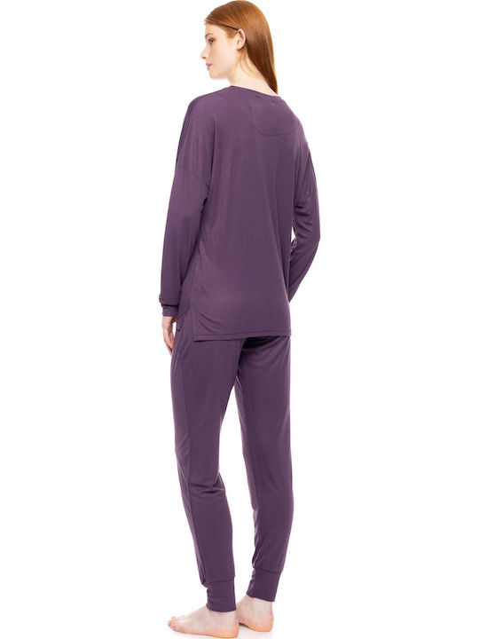 Pink Label Winter Damen Pyjama-Set Raspberry