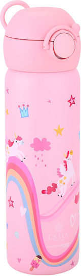 Estia Wonder Bottle Save The Aegean Kids Water Bottle Thermos Stainless Steel with Straw Non Spill Rainbow Dreams 500ml