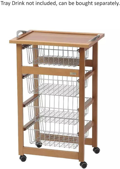 Arredamenti Italia Troleu De Bucătărie Metalic Cu 4 Locuri Maro 46x46x81cm